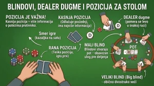 Blindovi, dealer dugme i pozicija za stolom Poker